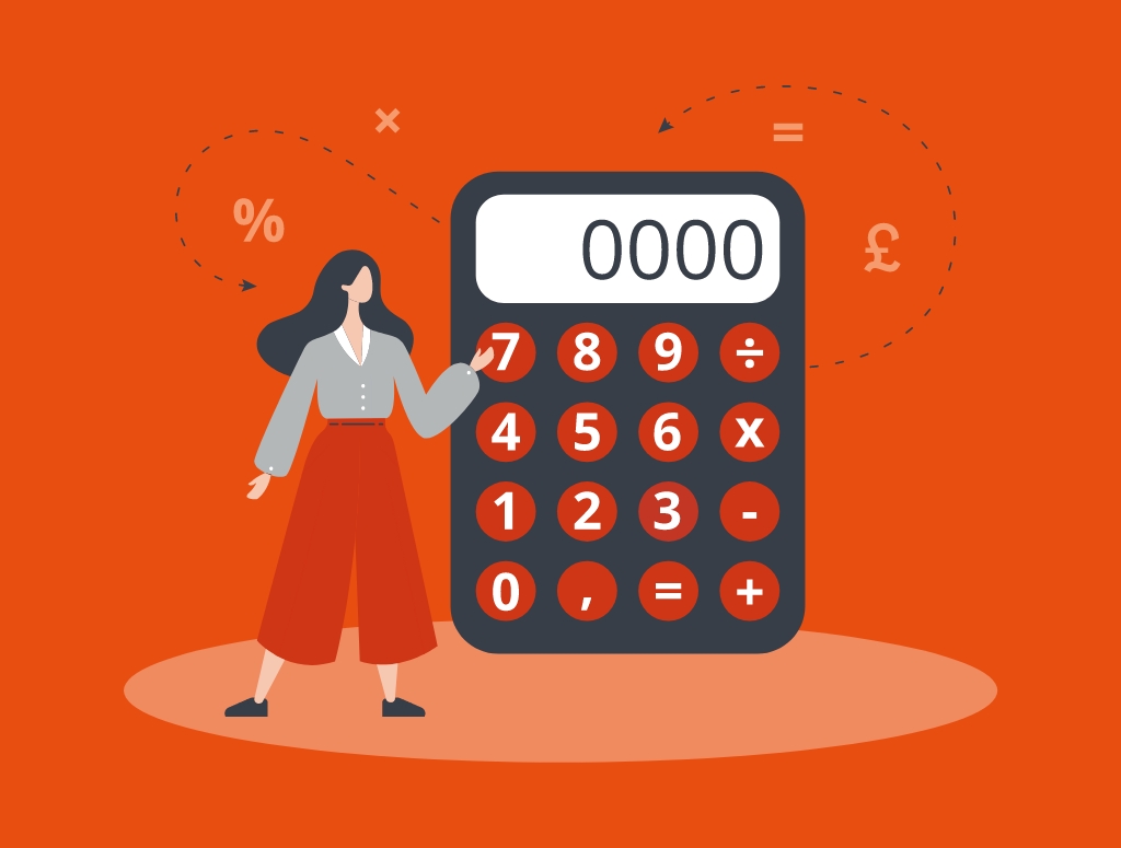 Graphic of a woman using financial calculator