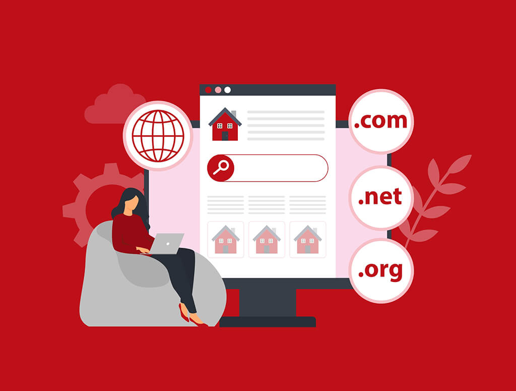 Graphic showing different domain extension options