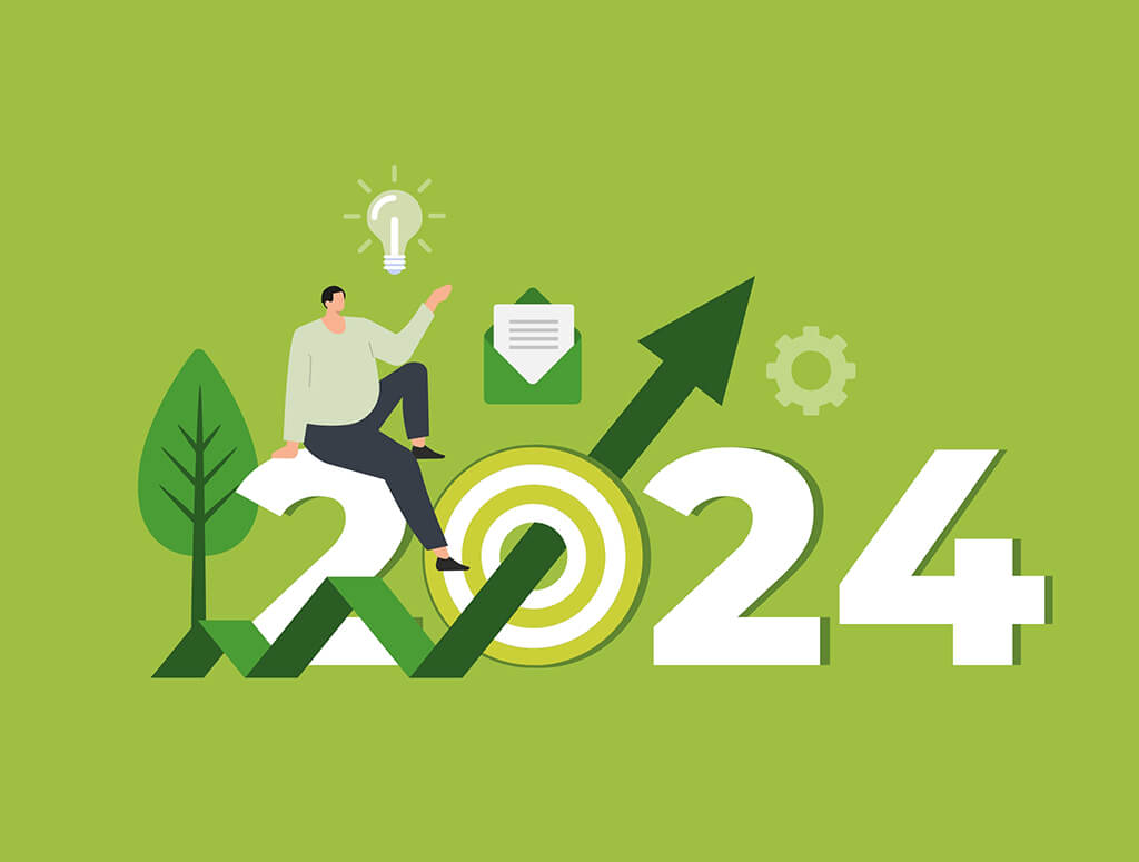 Graphic showing a man sitting on a giant 2024