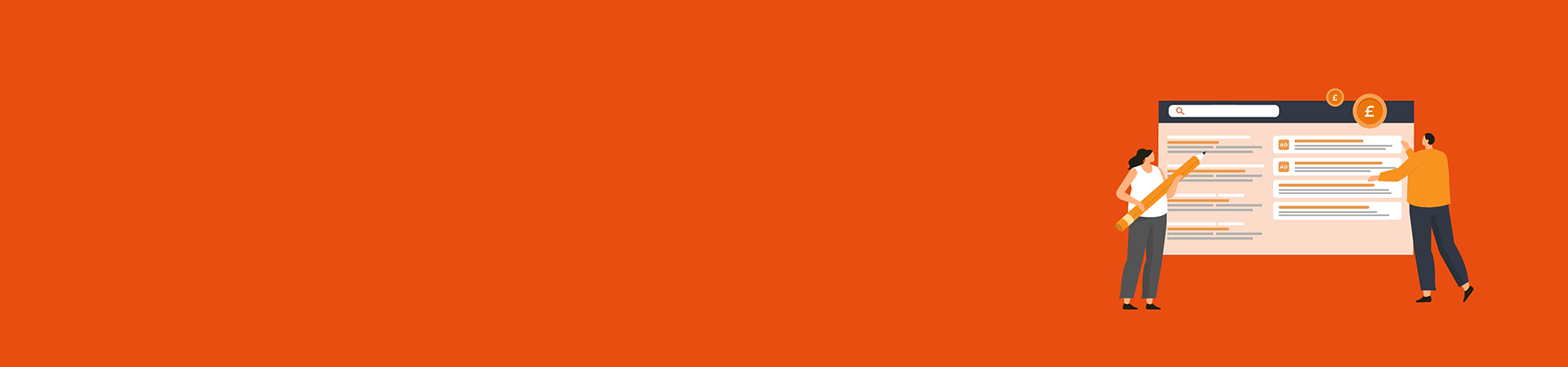 Graphic showing people working on an ad