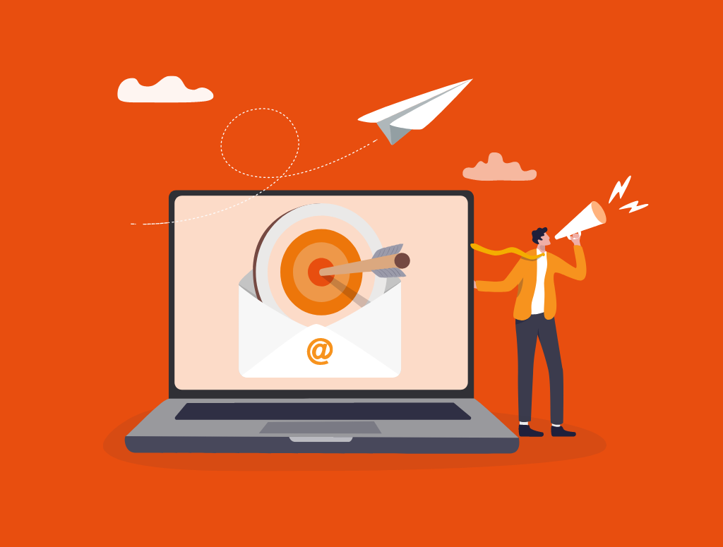 Graphic showing a target in the middle of a laptop screen