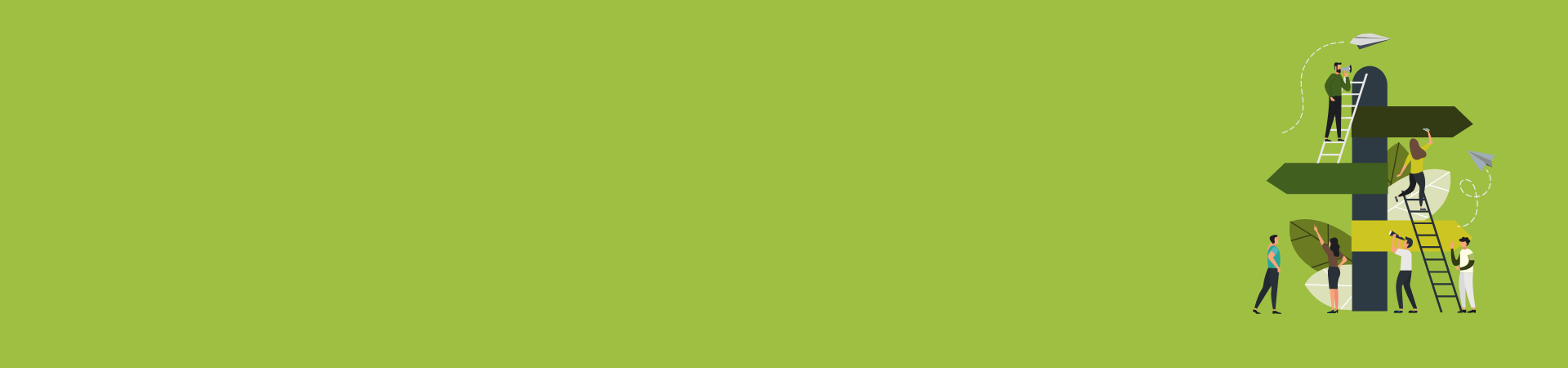 Graphic showing people around a signpost