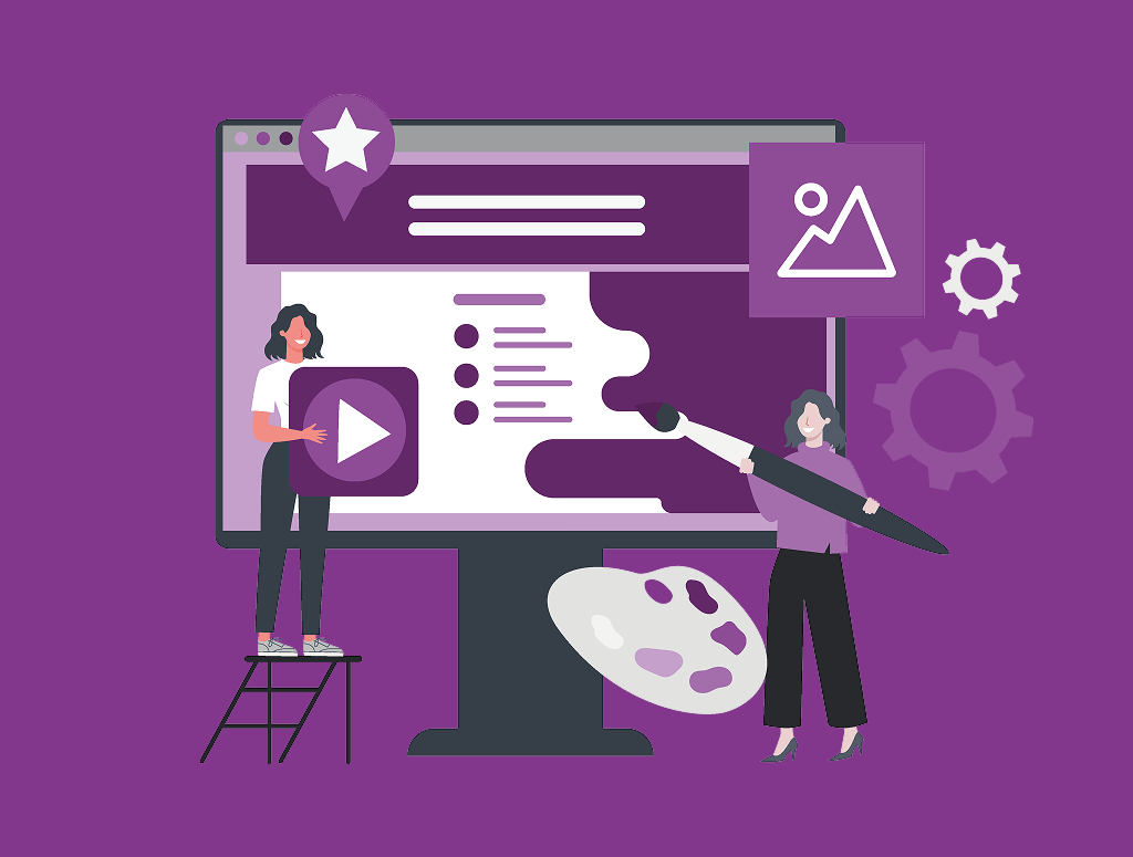 2 girls working on designing a web page