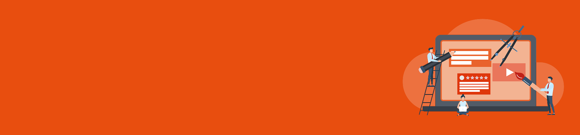 Graphic showing people creating a web page design