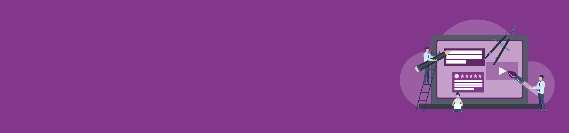 Graphic showing people creating a web page design