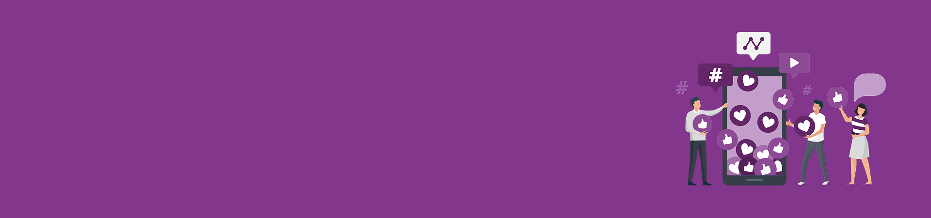 Graphic showing people looking at a phone filled with social media reactions